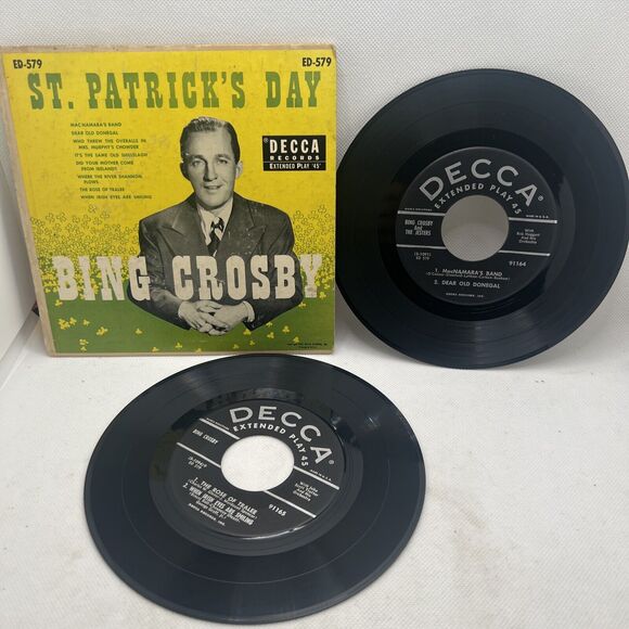 Bing Crosby DOUBLE 7” EP St Patrick's Day 45 Vinyl Set Cardboard Picture Sleeve - Picture 1 of 12